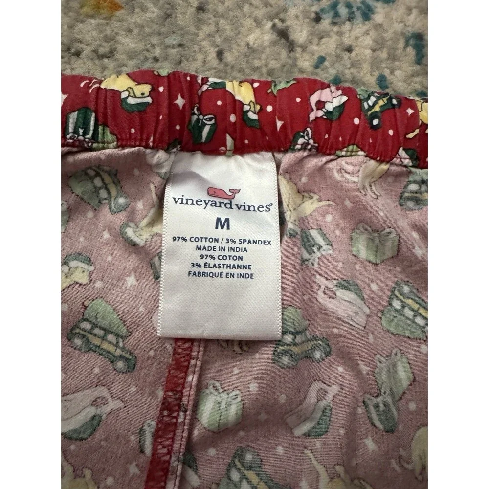 Vineyard Vines Christmas Pajama Pants Dog Whale Presents Unisex Sz Medium - Picture 2 of 6